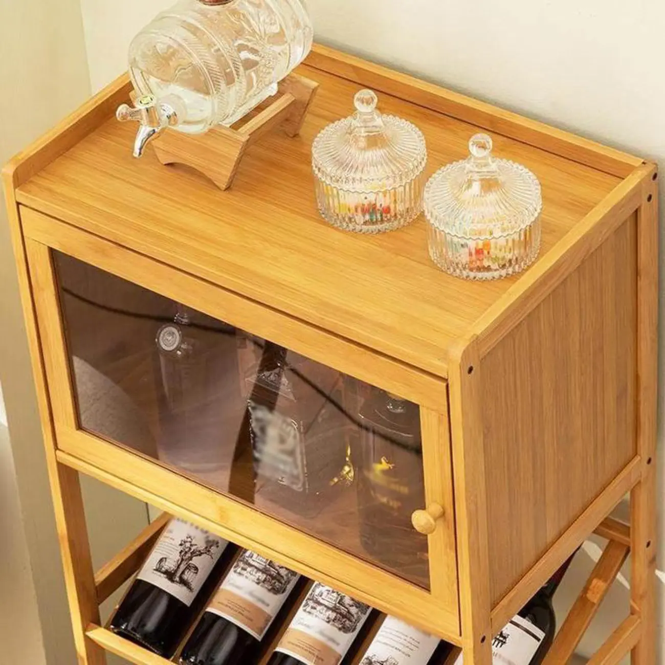 Natural Modern Floor Wooden Stackable Wine Rack Image - 7 | homeyfad