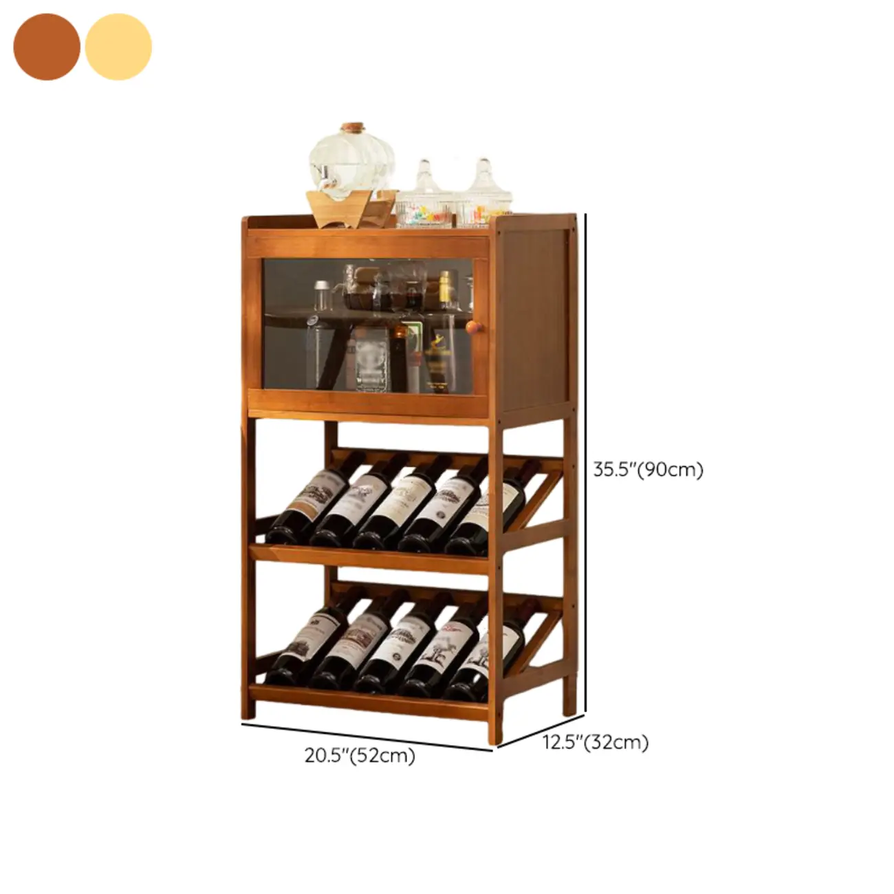 Natural Modern Floor Wooden Stackable Wine Rack #size