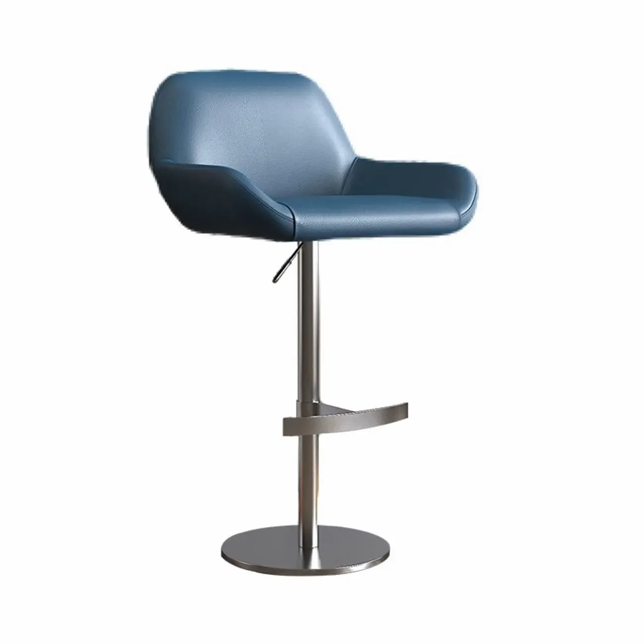 Minimalist Leather Swivel Bar Stools with Low Back for Kitchen Image - 3