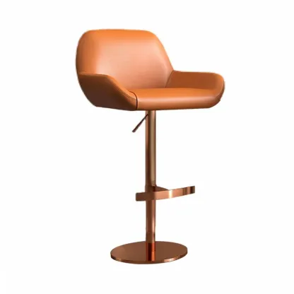 Minimalist Leather Swivel Bar Stools with Low Back for Kitchen Image - 4