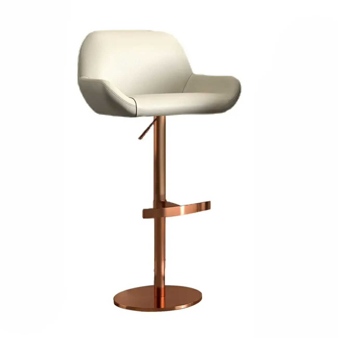 Minimalist Leather Swivel Bar Stools with Low Back for Kitchen Image - 6
