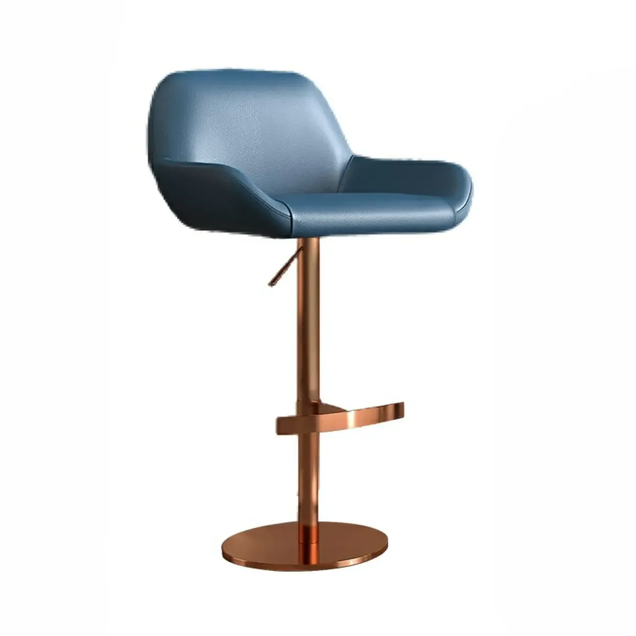 Minimalist Leather Swivel Bar Stools with Low Back for Kitchen Image - 8