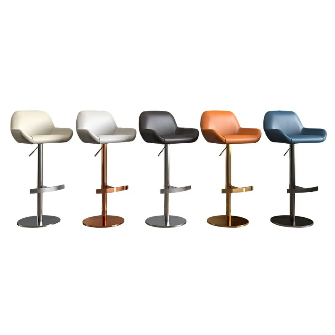 Minimalist Leather Swivel Bar Stools with Low Back for Kitchen Image - 10 | homeyfad