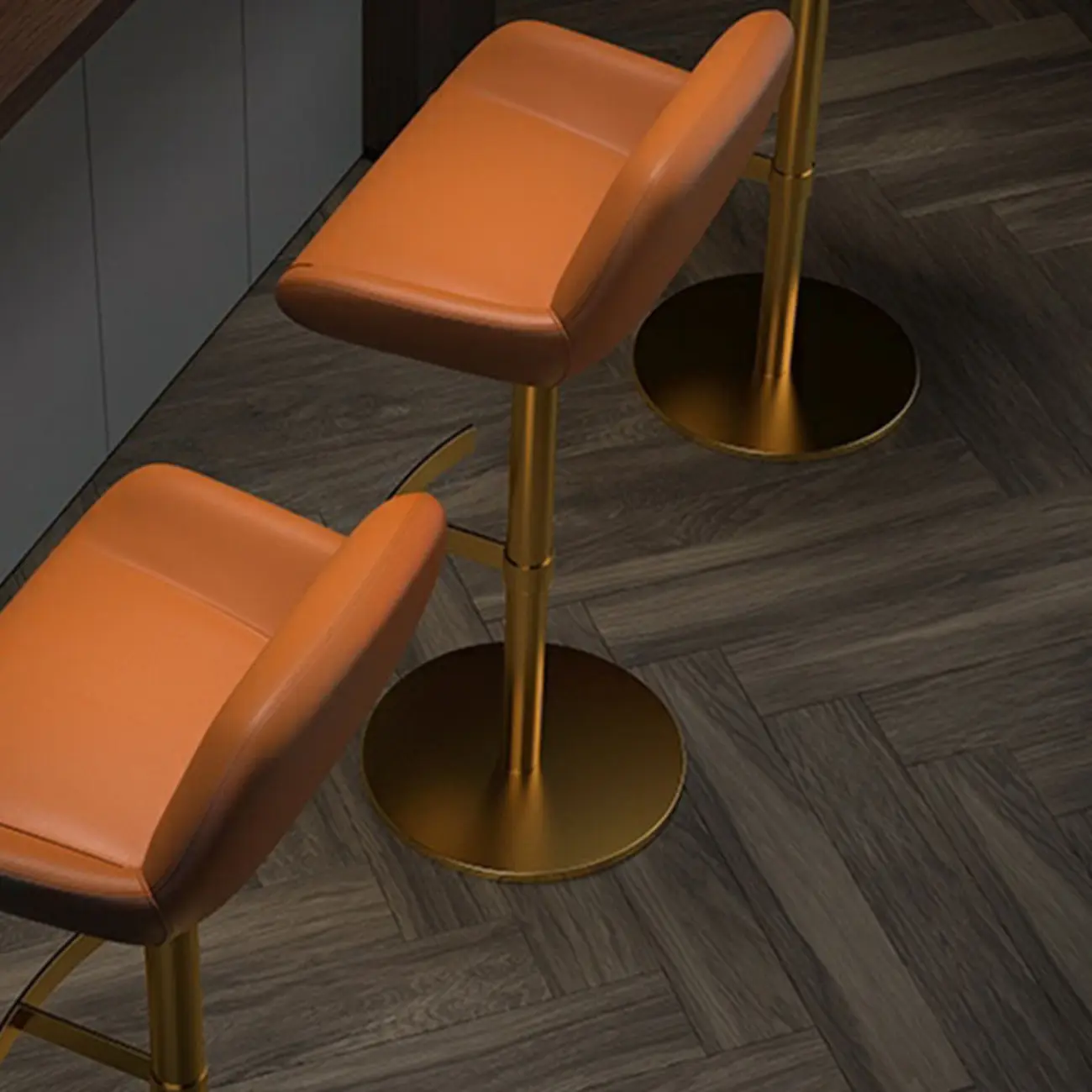 Minimalist Leather Swivel Bar Stools with Low Back for Kitchen Image - 11 | homeyfad