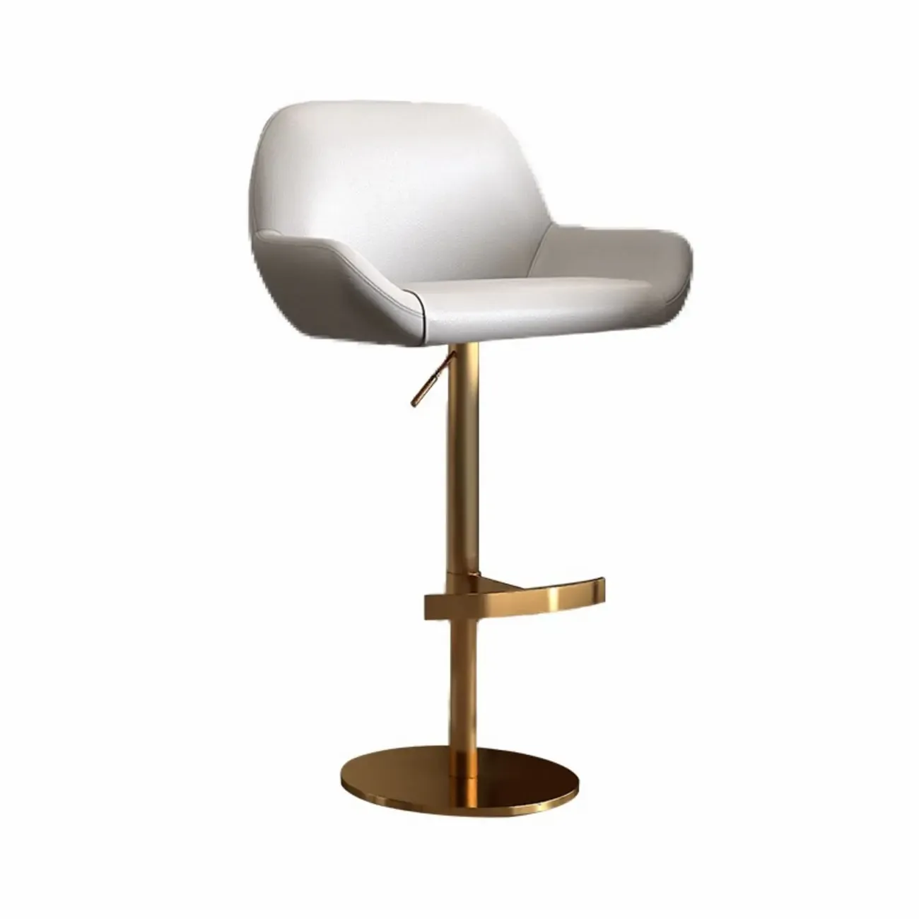 Minimalist Leather Swivel Bar Stools with Low Back for Kitchen Image - 12