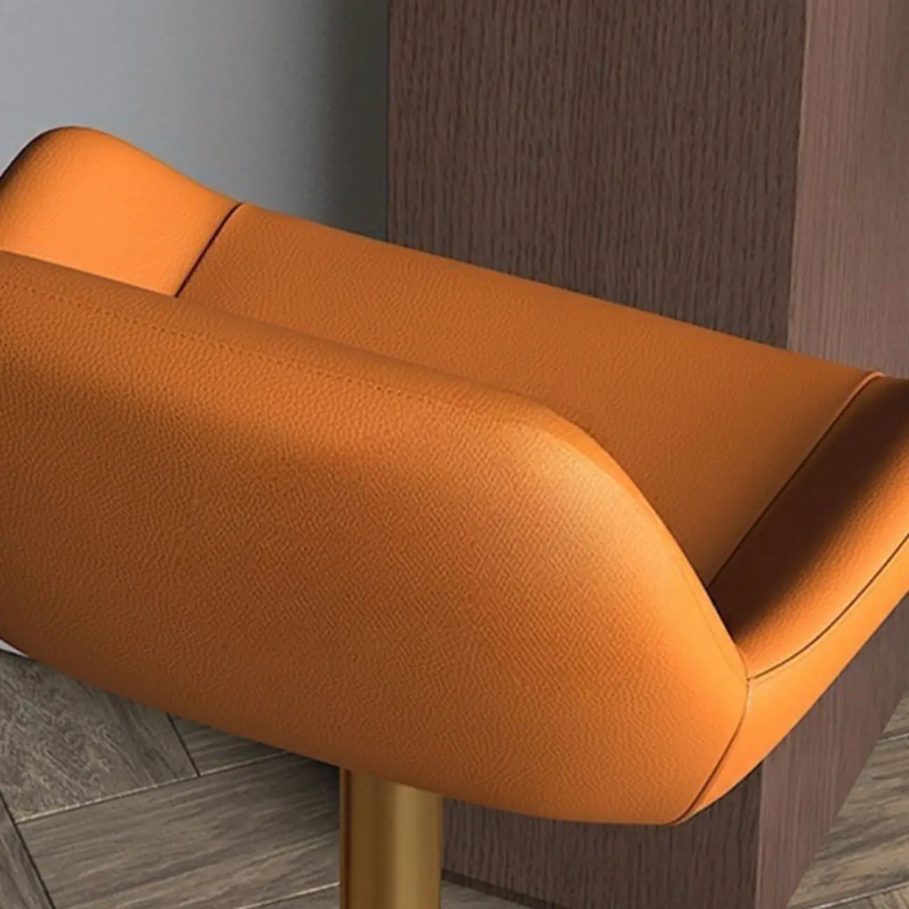 Minimalist Leather Swivel Bar Stools with Low Back for Kitchen Image - 14 | homeyfad