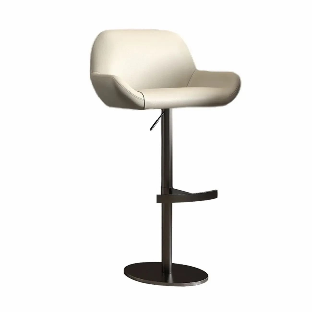 Minimalist Leather Swivel Bar Stools with Low Back for Kitchen Image - 19