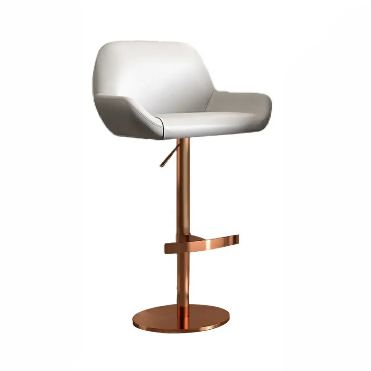 Minimalist Leather Swivel Bar Stools with Low Back for Kitchen Image - 21