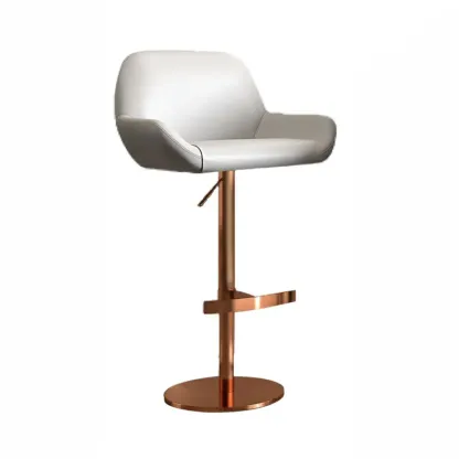 Minimalist Leather Swivel Bar Stools with Low Back for Kitchen Image - 21