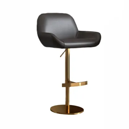 Minimalist Leather Swivel Bar Stools with Low Back for Kitchen Image - 22