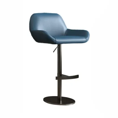 Minimalist Leather Swivel Bar Stools with Low Back for Kitchen Image - 24