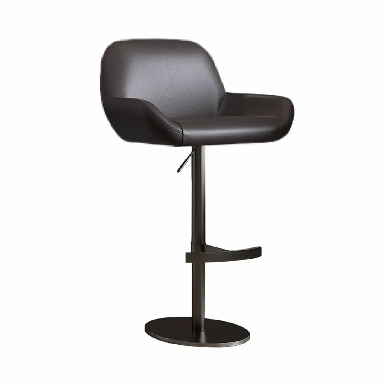 Minimalist Leather Swivel Bar Stools with Low Back for Kitchen Image - 25