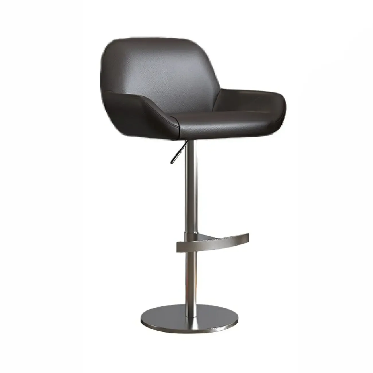 Minimalist Leather Swivel Bar Stools with Low Back for Kitchen Image - 26