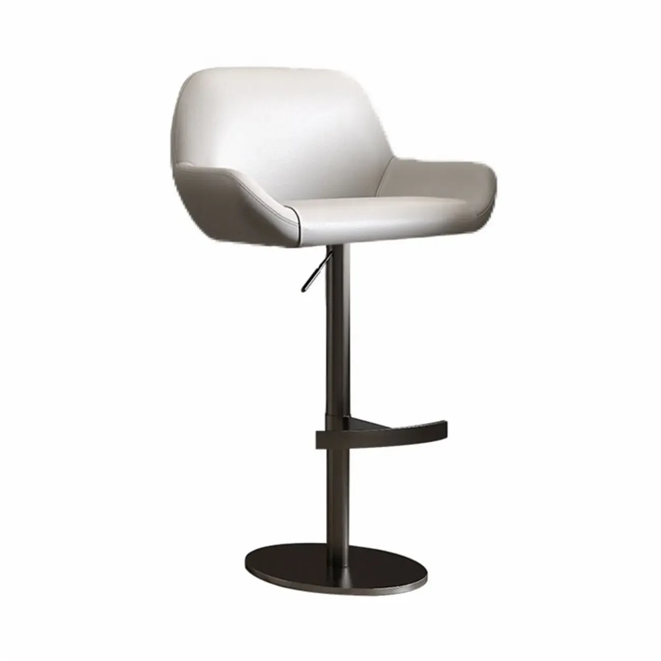 Minimalist Leather Swivel Bar Stools with Low Back for Kitchen Image - 28
