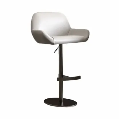 Minimalist Leather Swivel Bar Stools with Low Back for Kitchen Image - 28