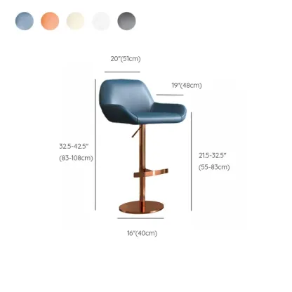 Minimalist Leather Swivel Bar Stools with Low Back for Kitchen #size