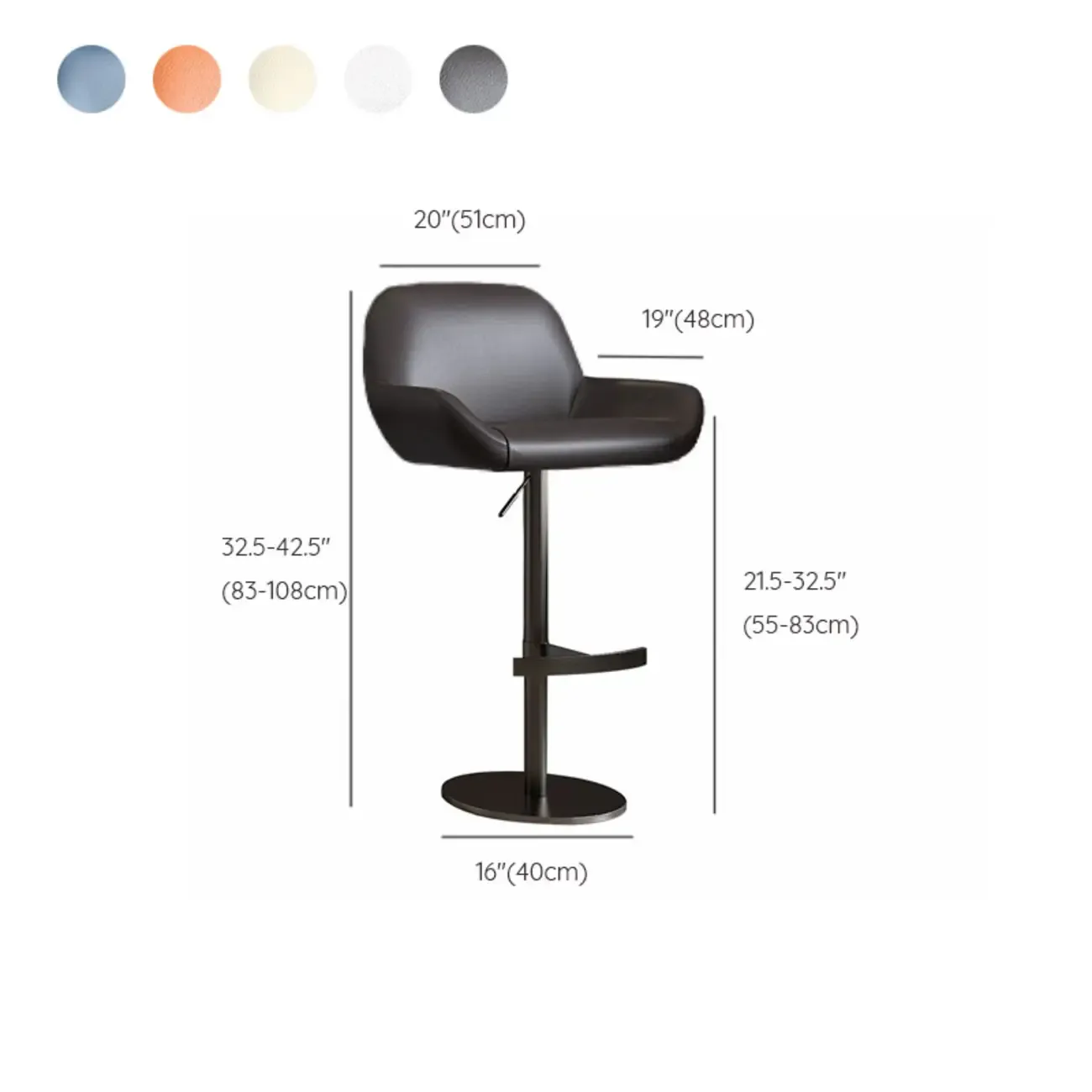 Minimalist Leather Swivel Bar Stools with Low Back for Kitchen Image - 31