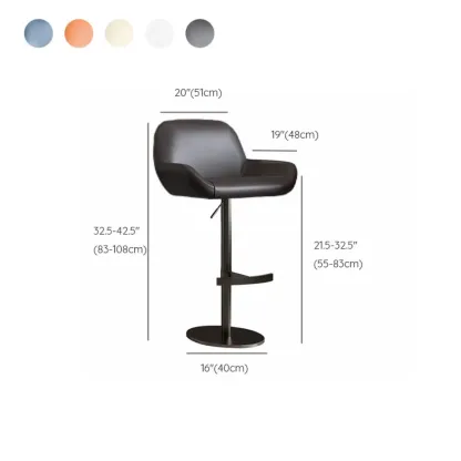 Minimalist Leather Swivel Bar Stools with Low Back for Kitchen Image - 31