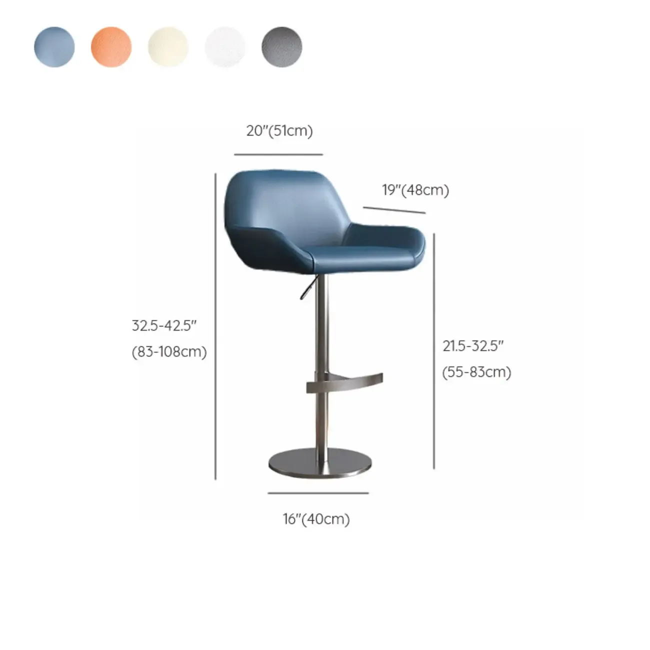 Minimalist Leather Swivel Bar Stools with Low Back for Kitchen Image - 33