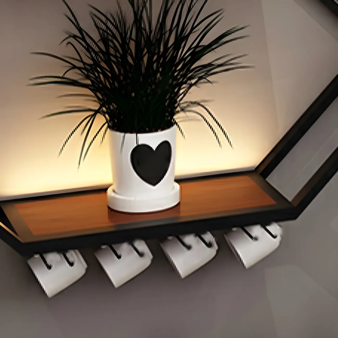 Black Metal Wall-Mounted Lighted Wine Rack Image - 8 | homeyfad