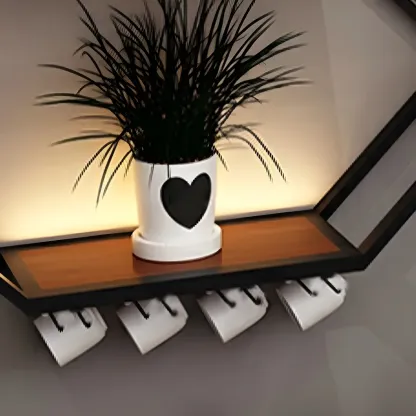 Black Metal Wall-Mounted Lighted Wine Rack Image - 8