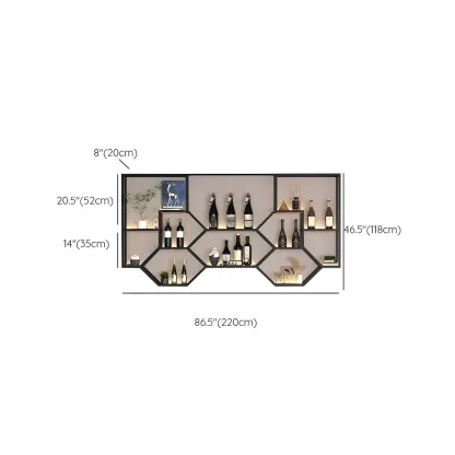 Black Metal Wall-Mounted Lighted Wine Rack Image - 14