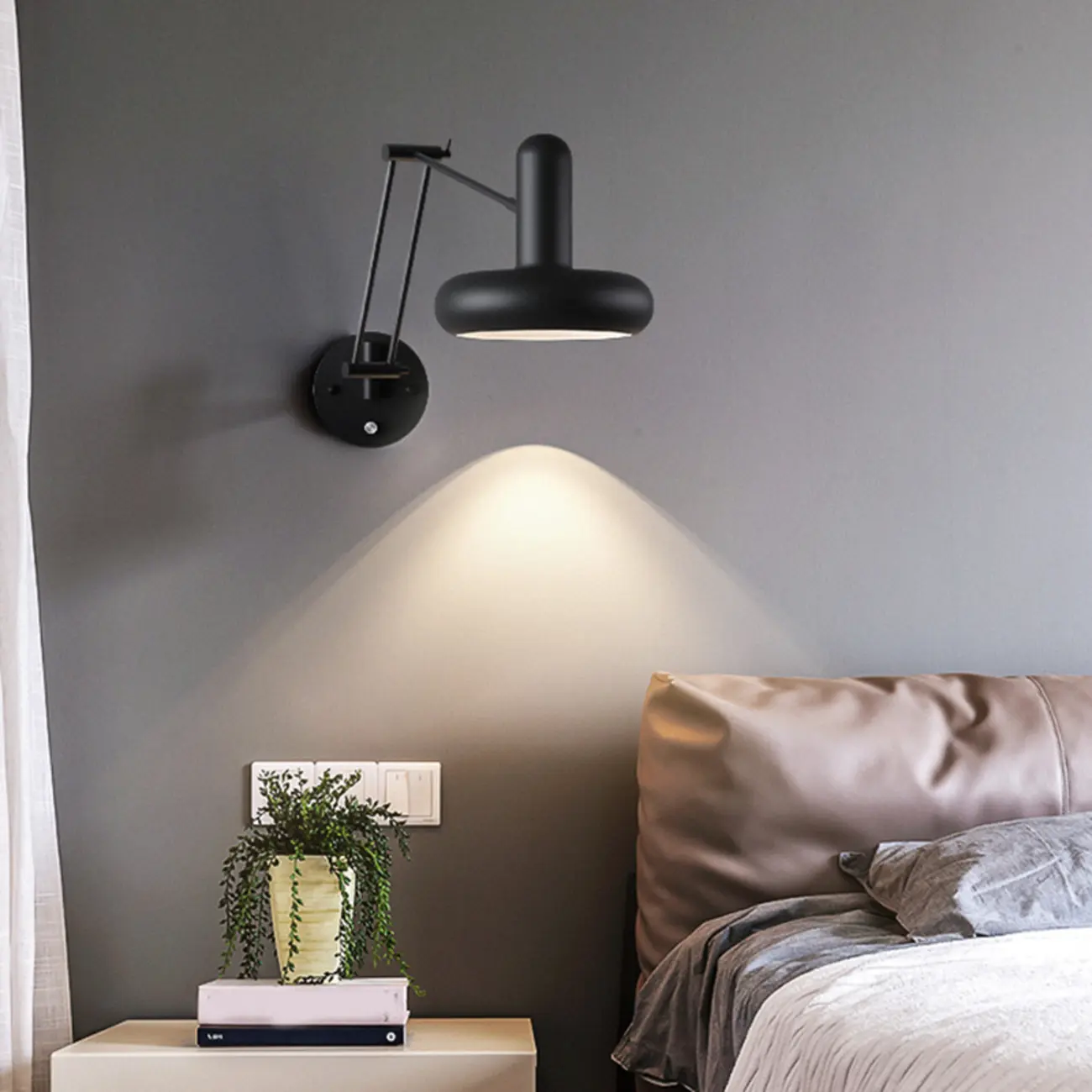 Simple Matte Swing Arm Wall Light with Rotary Socket Switch Image - 3 | homeyfad