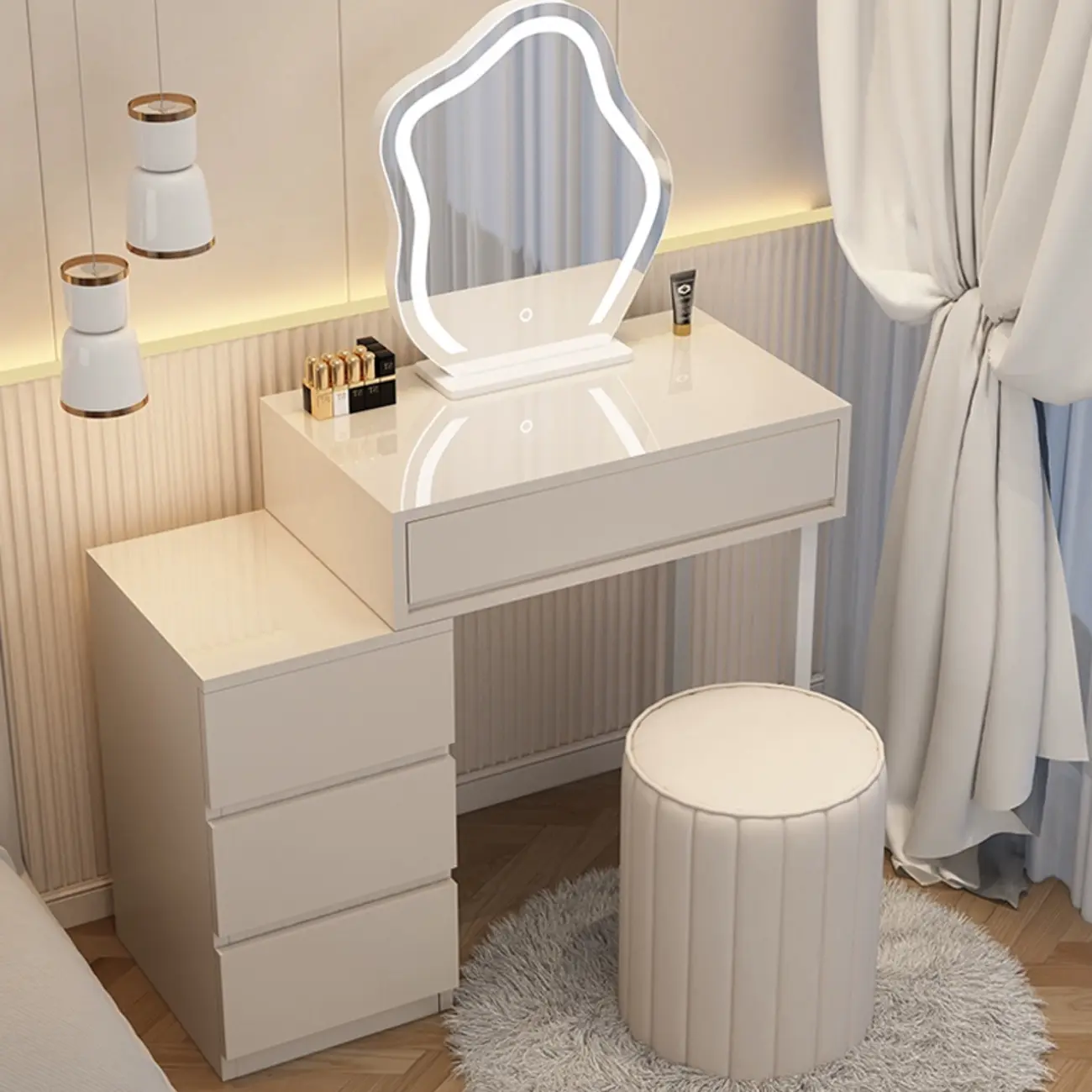 Contemporary White Wood Makeup Vanity for Bedroom Image - 1 | homeyfad