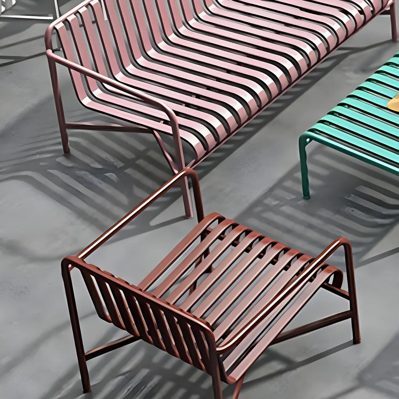 Modern White Iron Strip Outdoor Dining Chairs with Arms Image - 2 | homeyfad