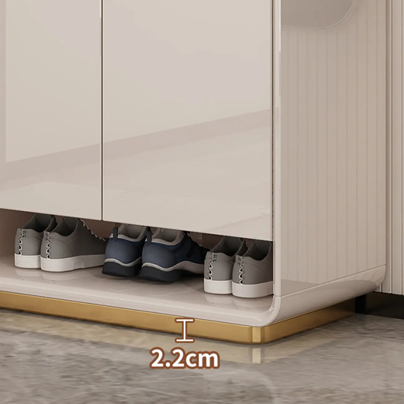 Glam Beige Solid Wood Shoe Cabinet with Display Top Image - 13 | homeyfad