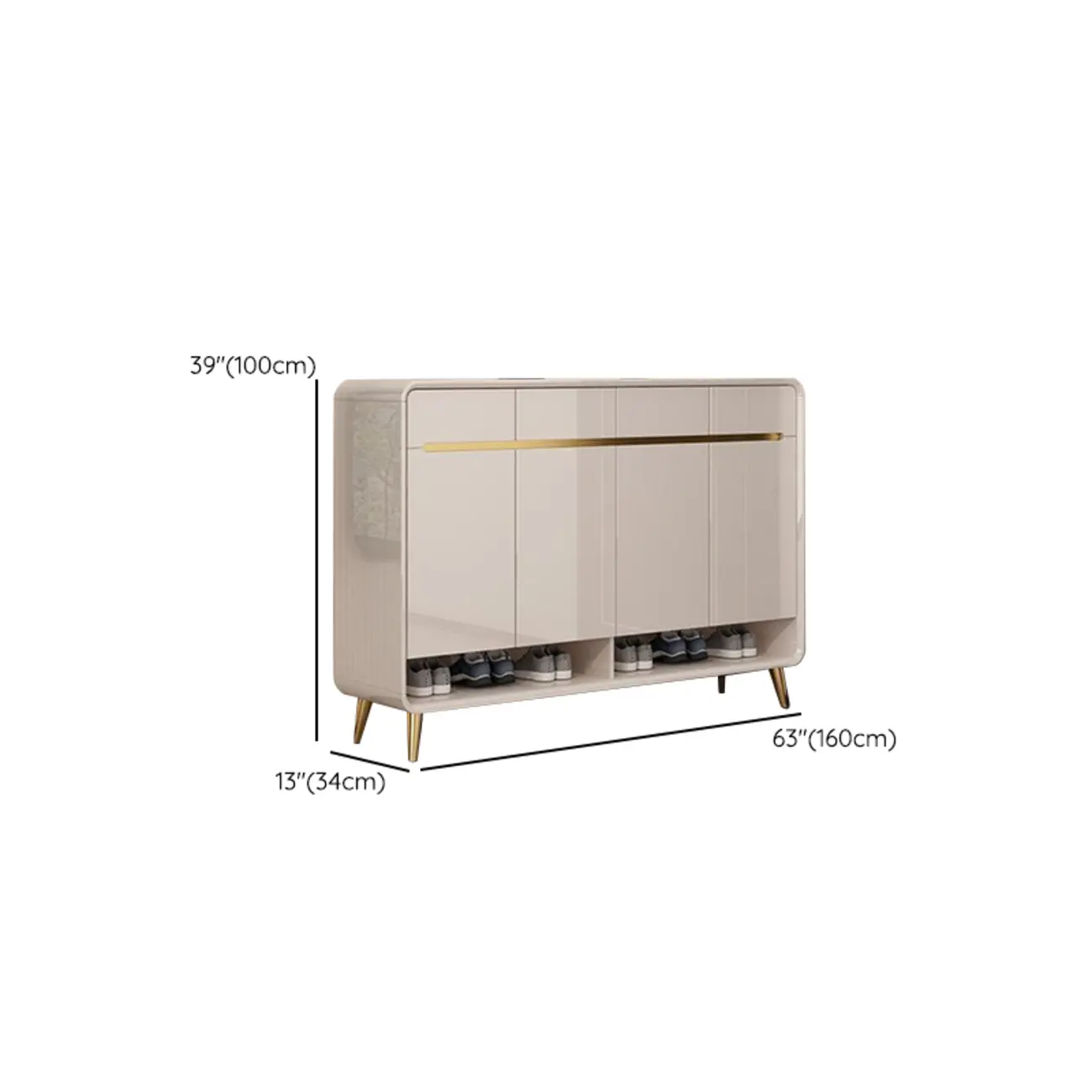 Glam Beige Solid Wood Shoe Cabinet with Display Top Image - 19 | homeyfad