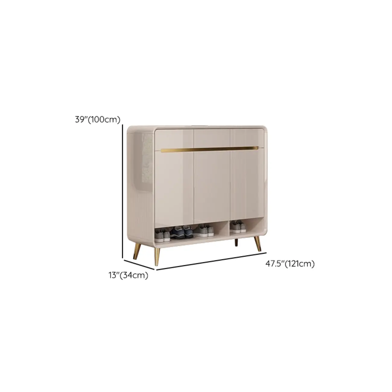 Glam Beige Solid Wood Shoe Cabinet with Display Top Image - 20 | homeyfad