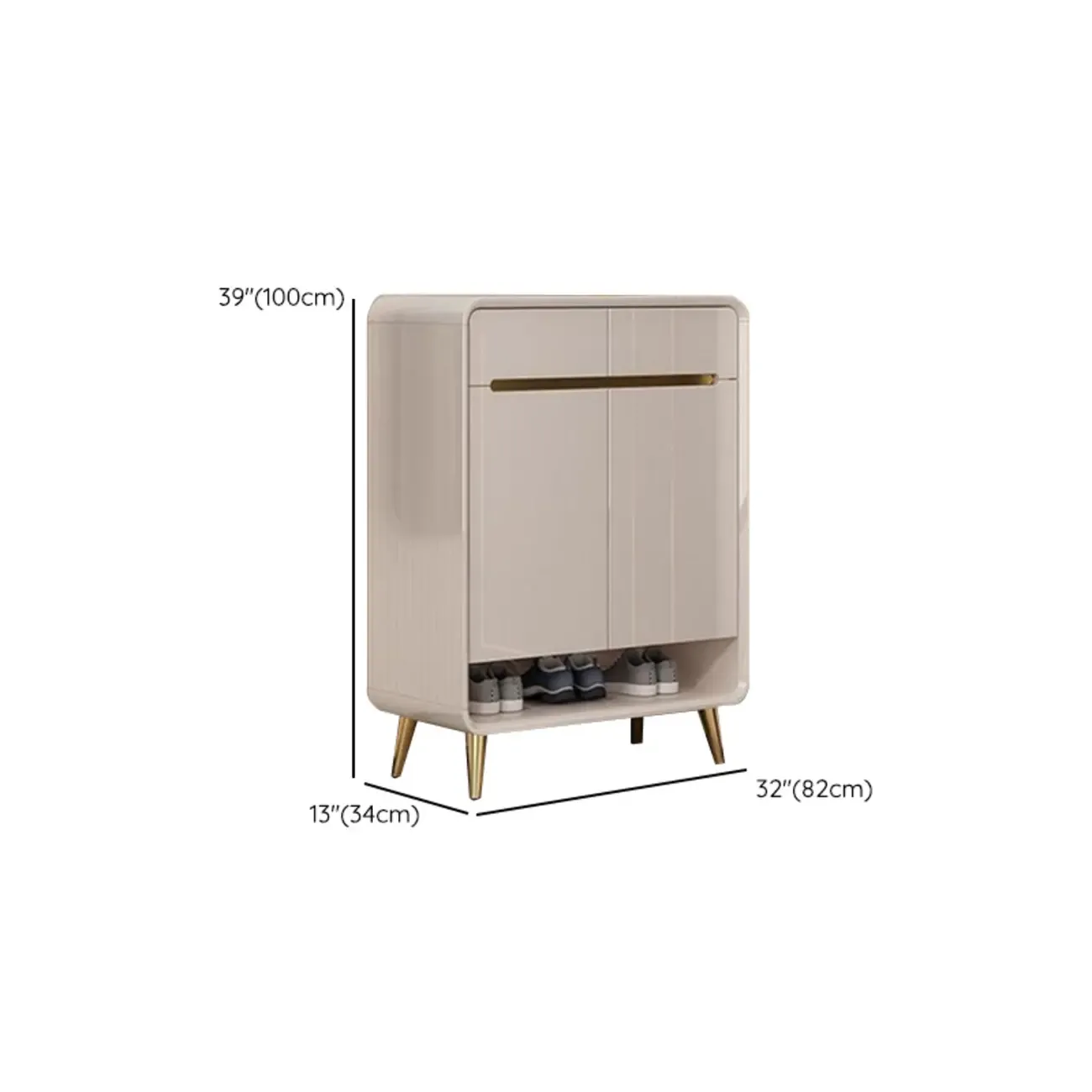 Glam Beige Solid Wood Shoe Cabinet with Display Top Image - 21