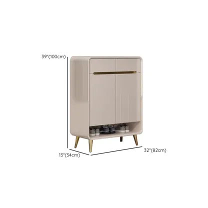 Glam Beige Solid Wood Shoe Cabinet with Display Top Image - 21