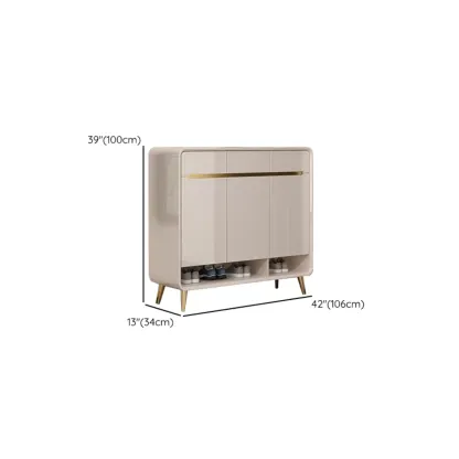 Glam Beige Solid Wood Shoe Cabinet with Display Top Image - 22