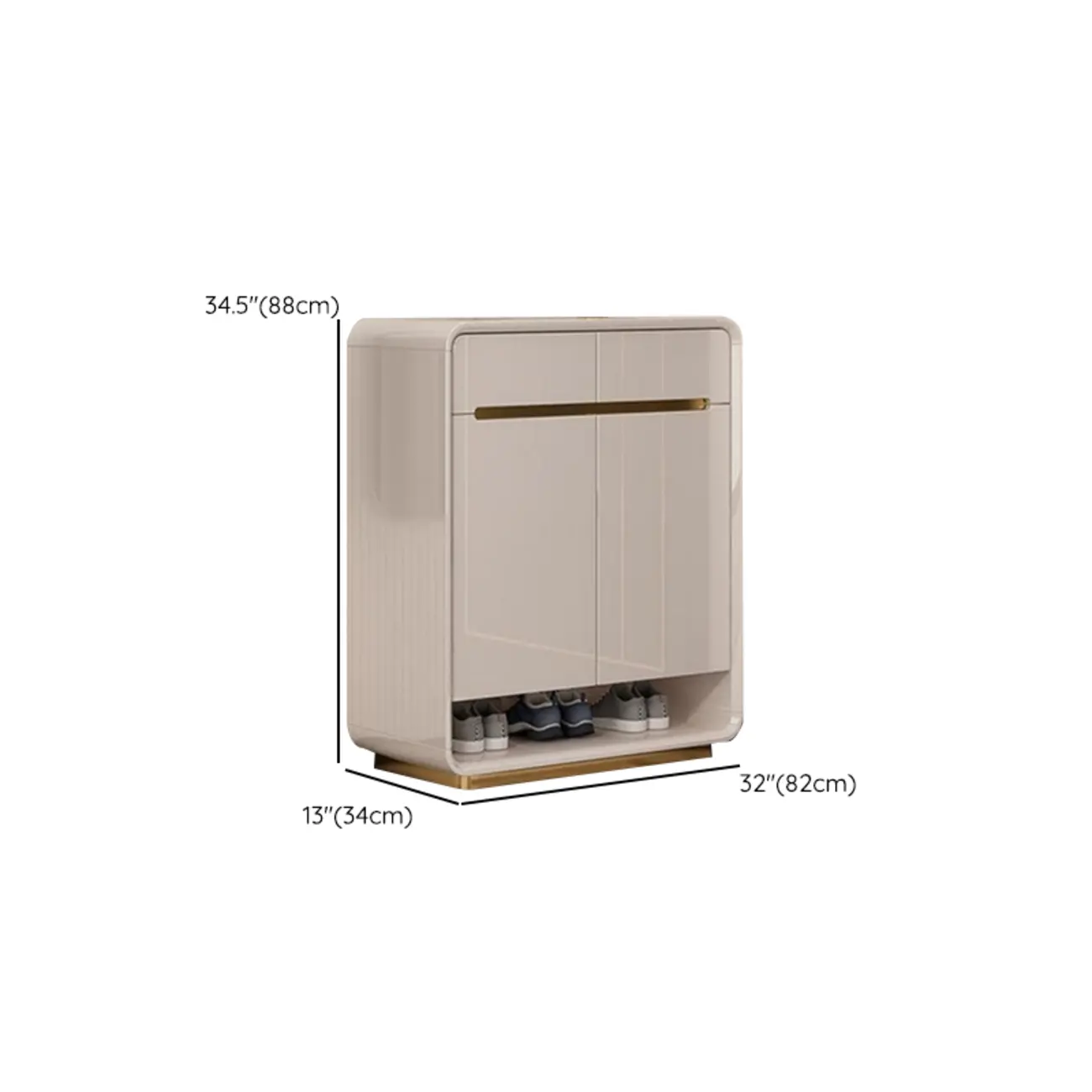 Glam Beige Solid Wood Shoe Cabinet with Display Top Image - 23 | homeyfad