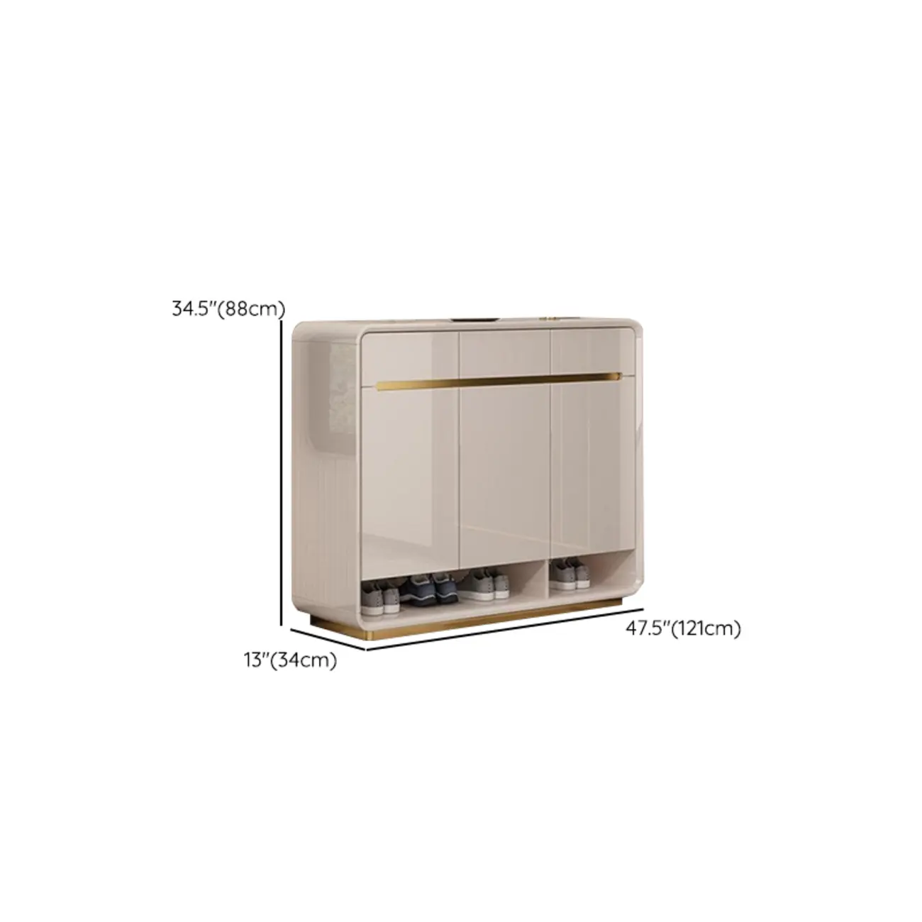 Glam Beige Solid Wood Shoe Cabinet with Display Top Image - 25 | homeyfad