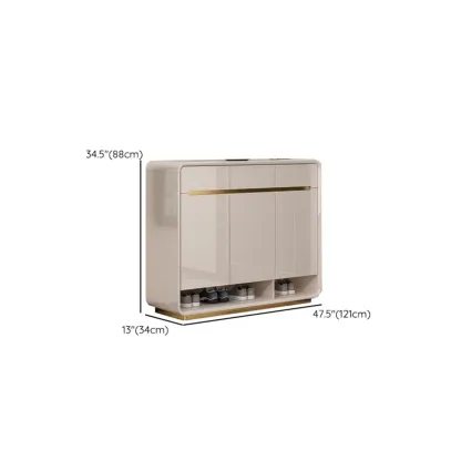 Glam Beige Solid Wood Shoe Cabinet with Display Top Image - 25