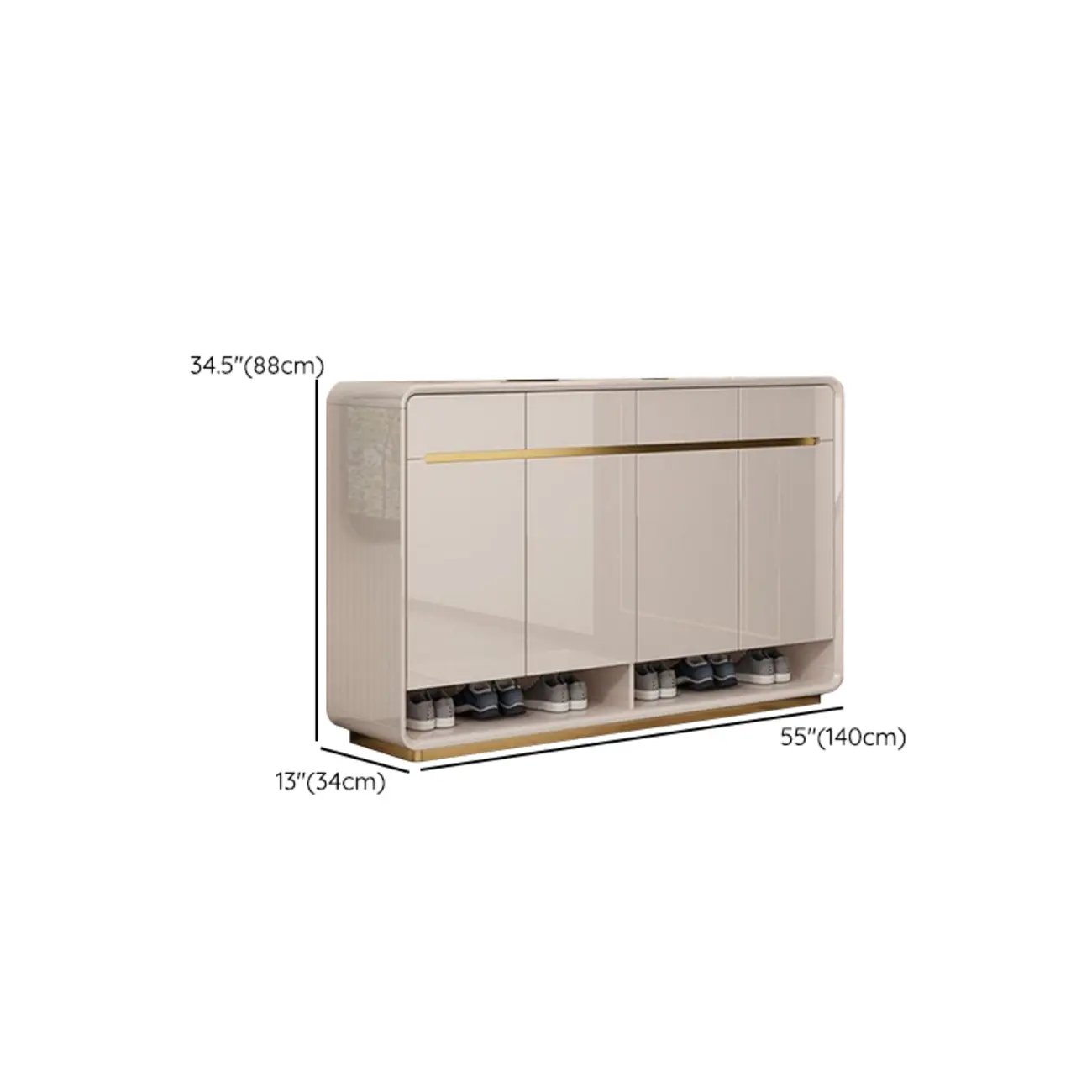 Glam Beige Solid Wood Shoe Cabinet with Display Top Image - 26 | homeyfad