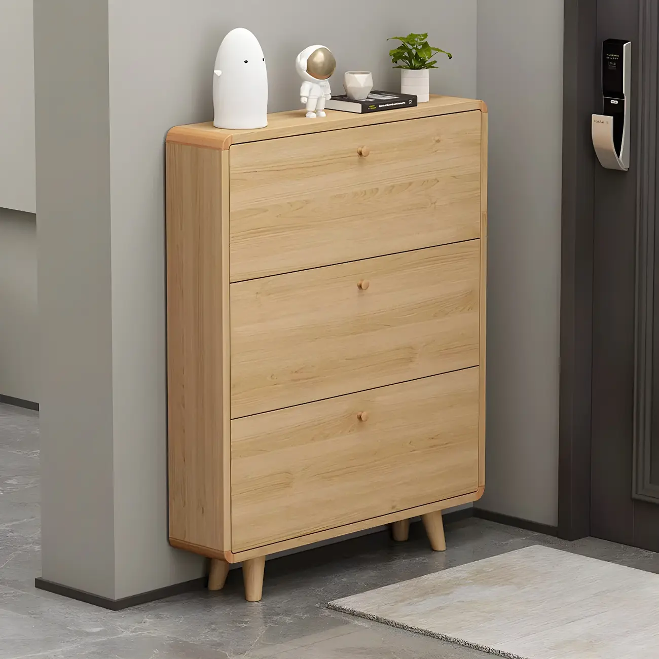 Narrow Modern Solid Wood Shoe Cabinet for Small Space Image - 1 | homeyfad