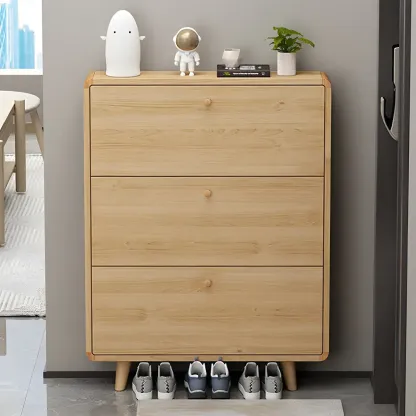 Narrow Modern Solid Wood Shoe Cabinet for Small Space Image - 4