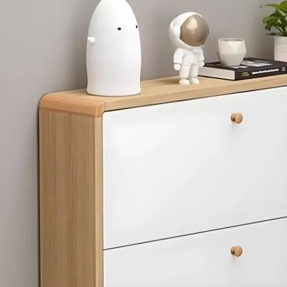 Narrow Modern Solid Wood Shoe Cabinet for Small Space Image - 9