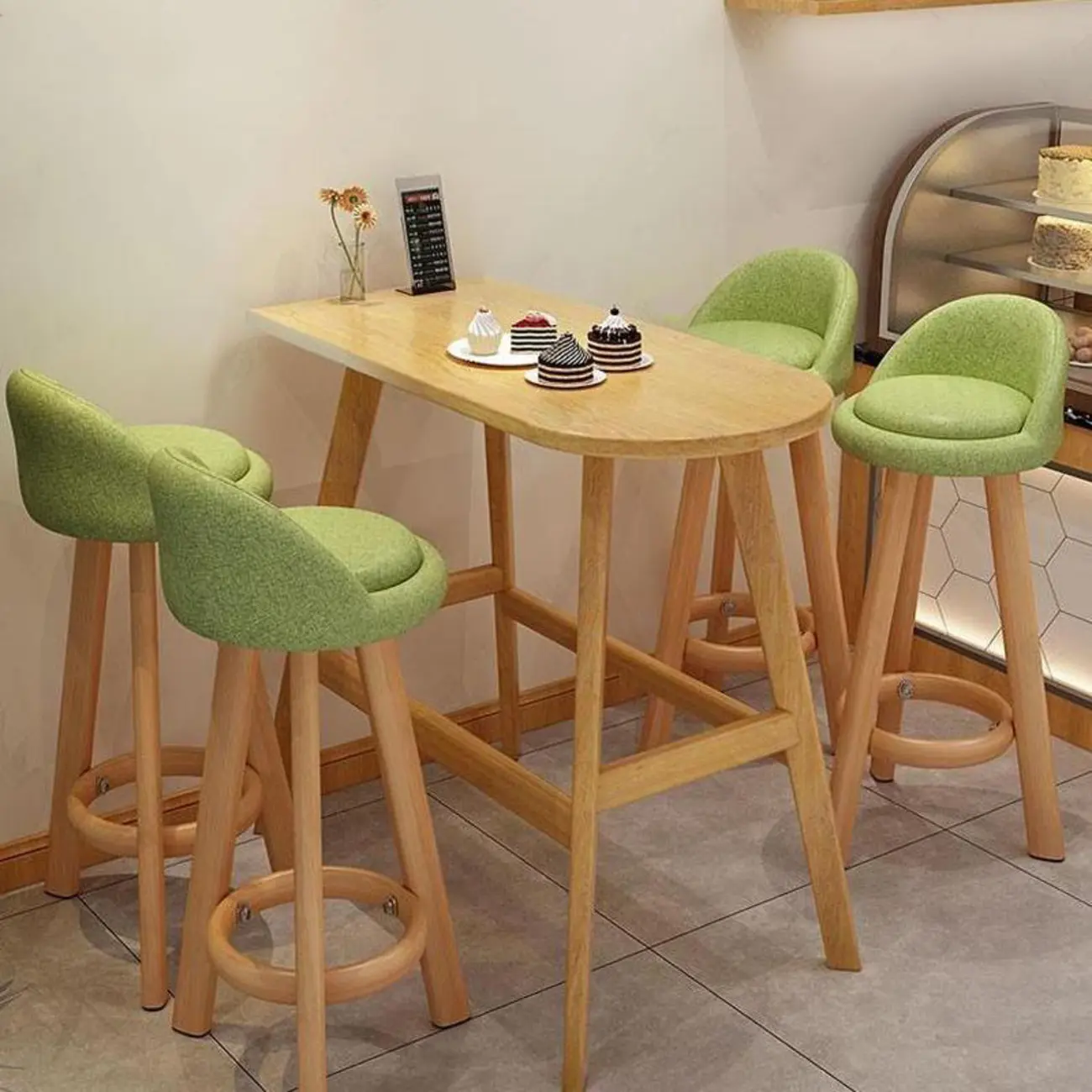 Green Upholstered Tripod Low Back Bar Stool Image - 1 | homeyfad