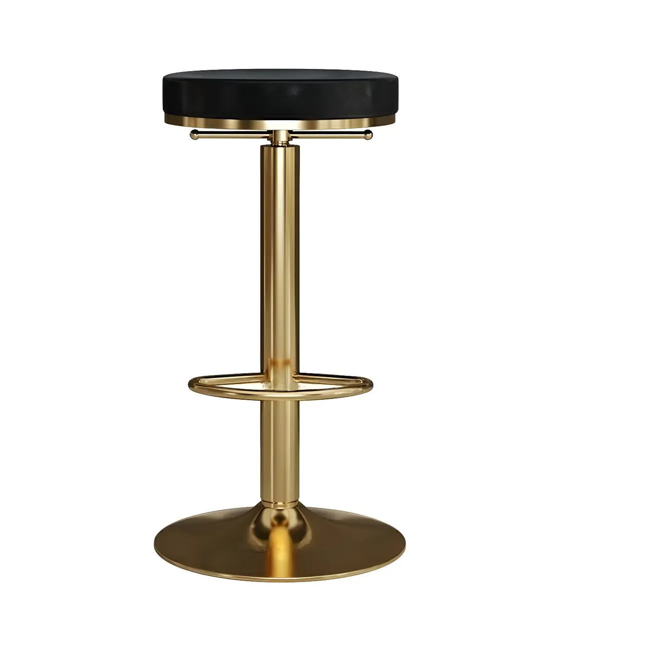 Glam Metal Armless Adjustable Bar Stools with Cushions for Home Image - 7 | homeyfad