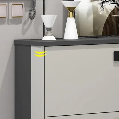 Narrow Black-White Solid Wood Drop Front Shoe Cabinet Image - 4