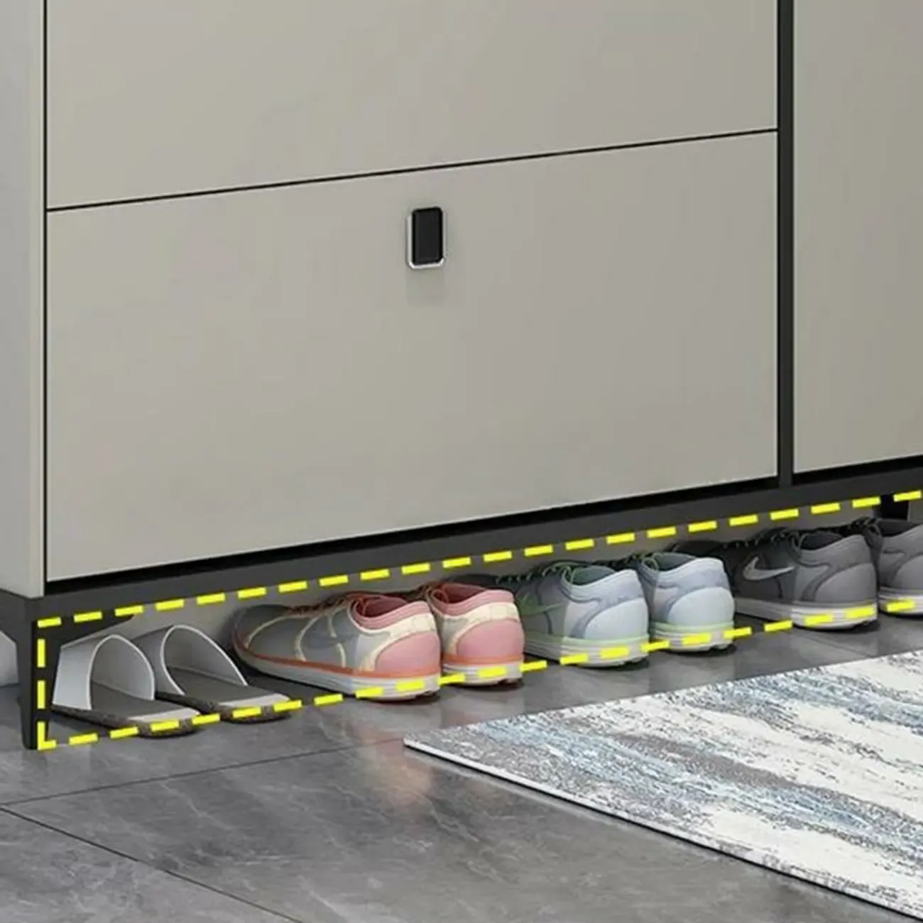 Narrow Black-White Solid Wood Drop Front Shoe Cabinet Image - 6