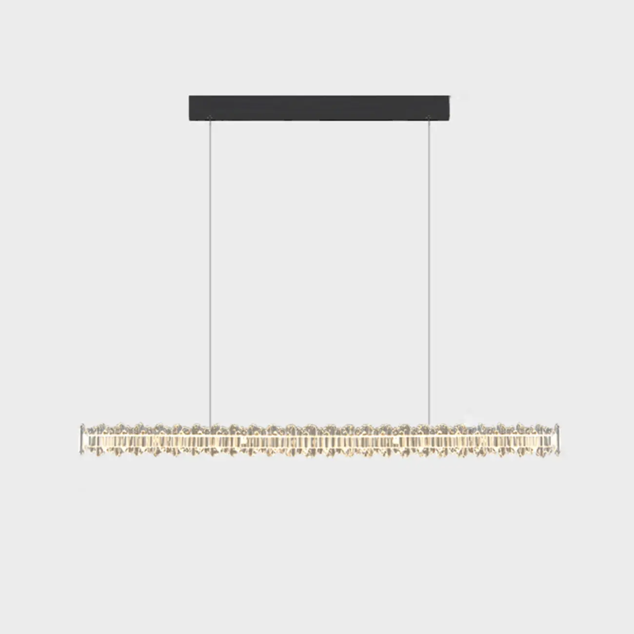 Modern Large Linear Crystal Kitchen Island Light Dimmable LED Image - 3 | homeyfad