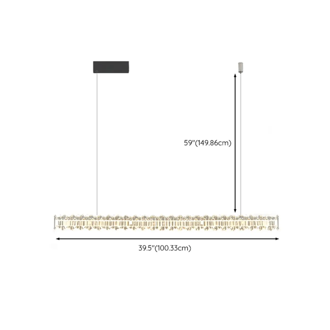 Modern Large Linear Crystal Kitchen Island Light Dimmable LED #size | homeyfad