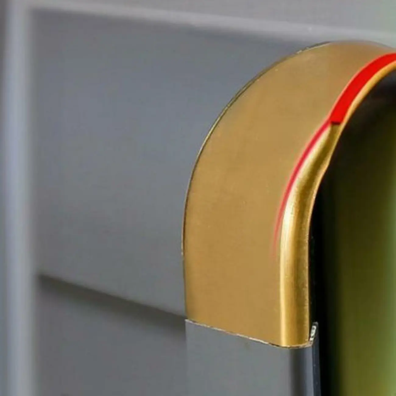 Luxury Grey Metal Entryway Shoe Cabinet with Gold Trim Image - 11 | homeyfad