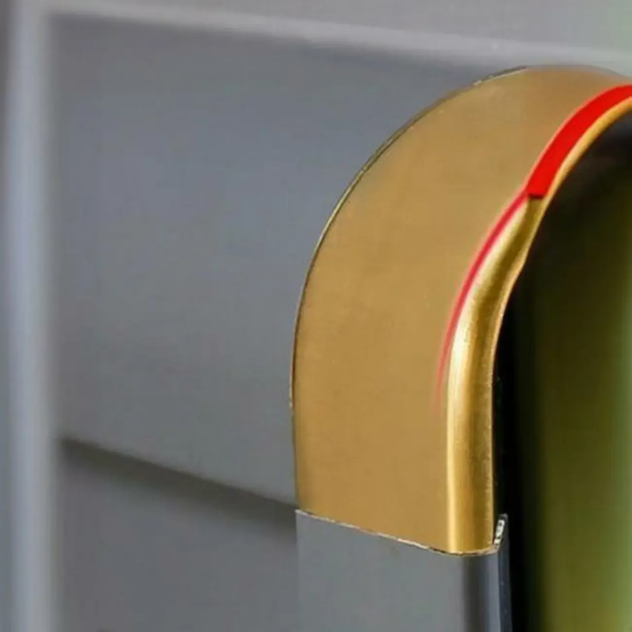 Luxury Grey Metal Entryway Shoe Cabinet with Gold Trim Image - 11